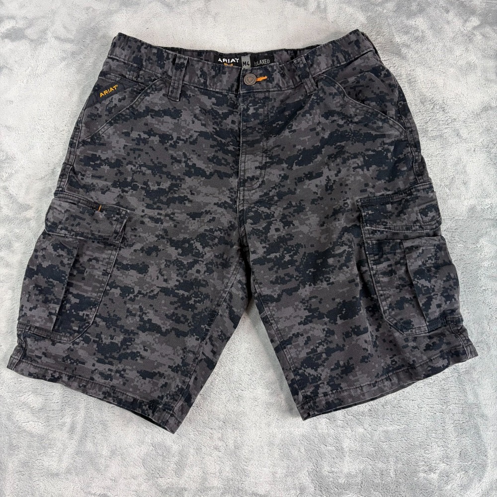 Ariat Men's Rebar M4 Shorts Size 33 Black Digi Camo DuraStretch Made Tough Cargo